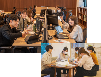 質問に答える スタッフ写真